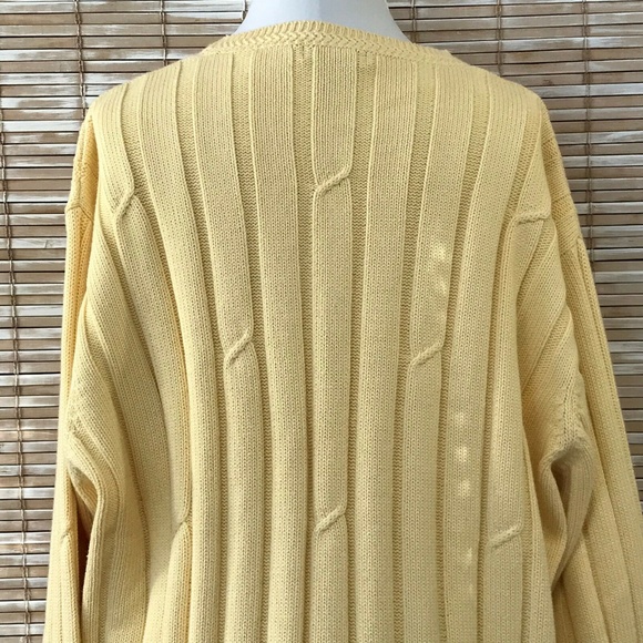 Nautica 2XL Yellow Pullover Preppy Sweater Cable Cotton Golf Resort Casual - Picture 5 of 8